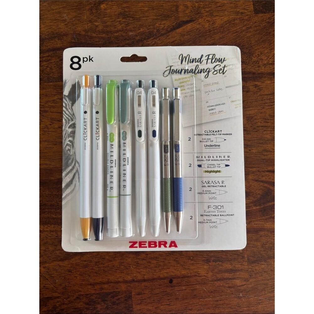 Zebra Mind Flow Journaling Set — White with Multicolor Accents